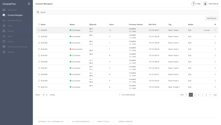  Centralized IT Asset Directory for Console Managers: Lantronix ConsoleFlow